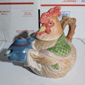 VTG 1987 FITZ / FLOYD CERAMIC ROOSTER TEA POT 42 OZ NICE CONDITION